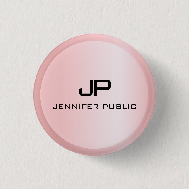 Rose Gold Monogram Template Elegant Moderne Button (Vorderseite)