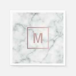 Rose Gold Monogramm auf Marmor Serviette