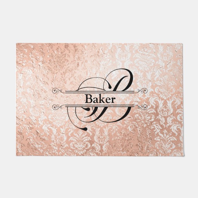 Rose Gold Monogramm B Fußmatte (Vorderseite)