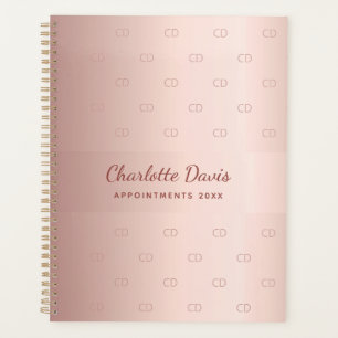 Rose Gold Monogramm Initialen Drehbuch elegant Planer