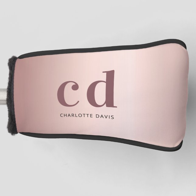 Rose Gold Monogramm Initialen individuelle Name Lu Golf Headcover (Vorderseite)