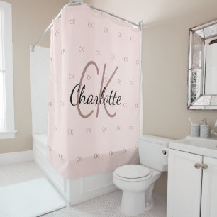 Rose Gold Monogramm Initialen Name Duschvorhang