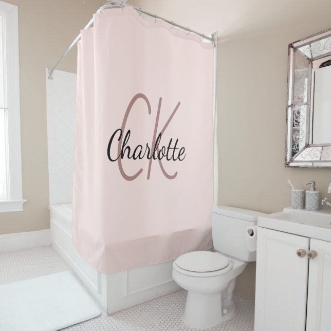 Rose Gold Monogramm Initialen Name minimalistisch Duschvorhang (Beispiel)