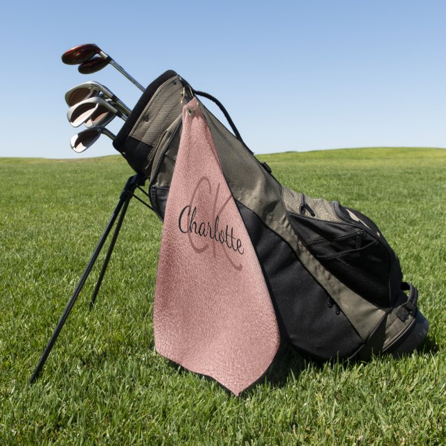 Rose Gold Monogramm Initialen Name minimalistisch Golfhandtuch (Gras)