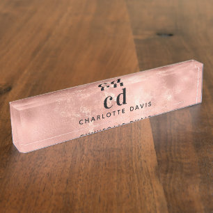 Rose Gold Monogramm Initialen Namensplakette