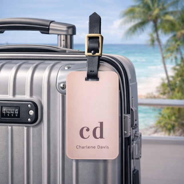 Rose gold monogramm Name modern minimalistisch Gepäckanhänger (Von Creator hochgeladen)