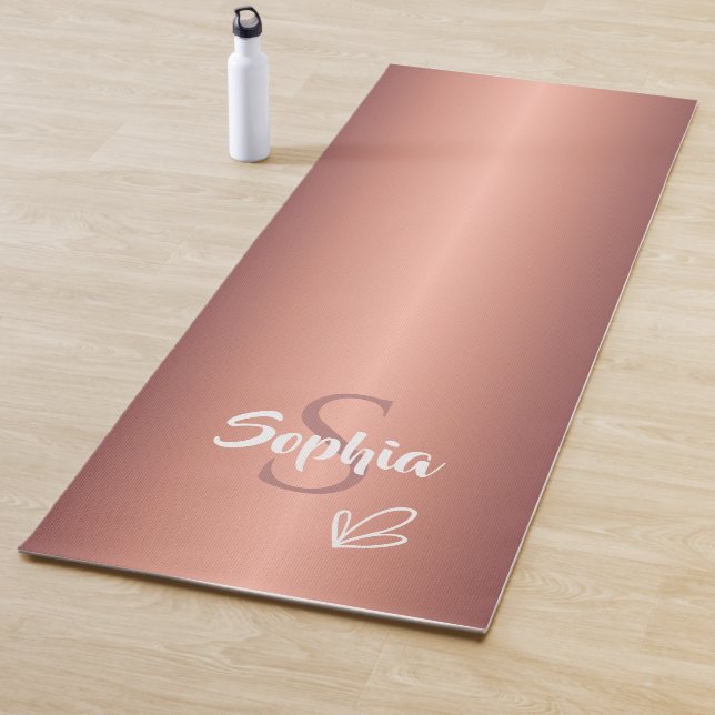Rose Gold-Monogramm-Namensschrift Yogamatte (Beispiel)