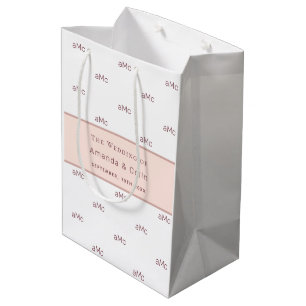 Rose Gold monogramm Paar Initialen Hochzeit weiß Mittlere Geschenktüte