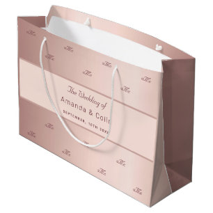 Rose Gold monogramm Paar Initialen Hochzeitsskript Große Geschenktüte