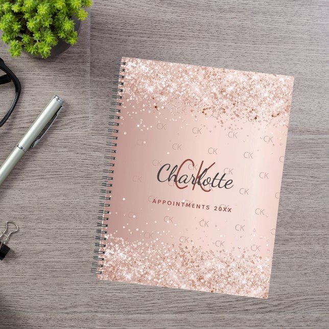 Rose gold monogramm rosa Drehbuch 2025 Planer (Von Creator hochgeladen)