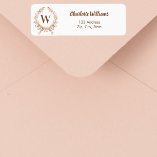 Rose Gold-Monogramm-Rücksendeadresse