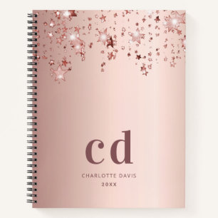 Rose Gold Monogramm Sterne Notizbuch