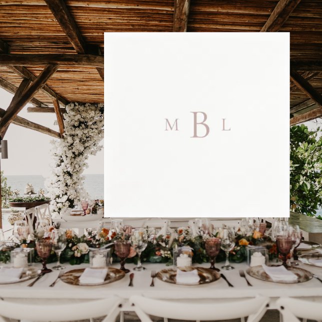 Rose Gold Monogramm Weißer Hochzeitscocktail Serviette (Von Creator hochgeladen)