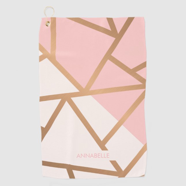 Rose Gold Mosaik Golfhandtuch (Vorderseite)