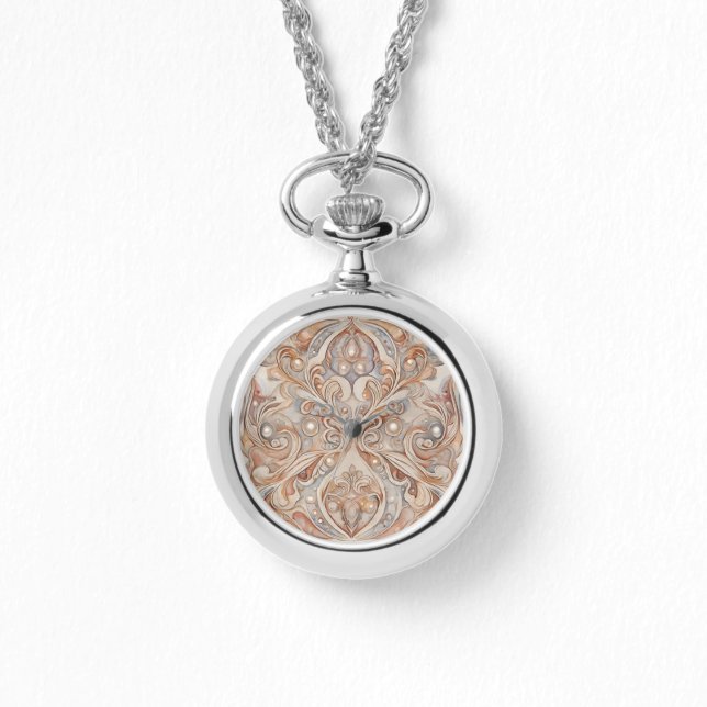 Rose Gold Mozaik mit Pearl Design Art, Armbanduhr (Vorderseite)