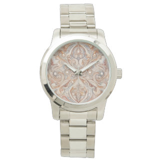 Rose Gold Mozaik Muster mit Perl Design Art Armbanduhr