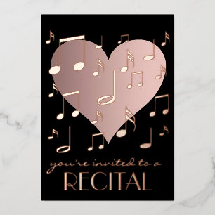 Rose Gold Musiknoten Erwägungsgrund Folieneinladung