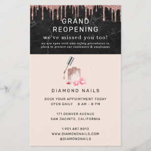 Rose Gold Nagelstudio Wiedereröffnung Covid-Sicher Flyer