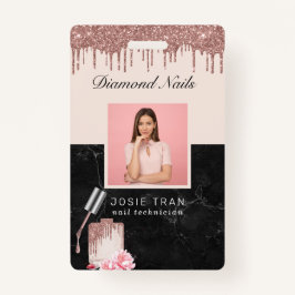 Rose Gold Nail Salon Mitarbeiter Foto ID Abzeichen Ausweis