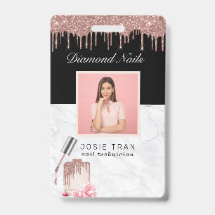 Rose Gold Nail Salon Mitarbeiter Foto ID Abzeichen Ausweis