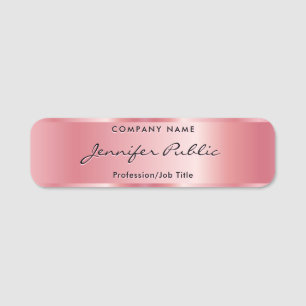 Rose Gold Name Tag Typografie Script Elegant Namensschild