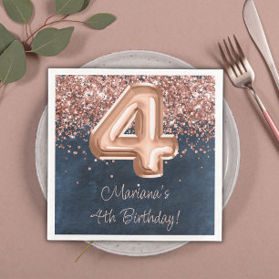 Rose Gold Navy Blau 4. Geburtstagsfeier Serviette