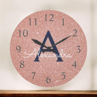 Rose Gold Navy Blauer Glitzer Monogramm Name