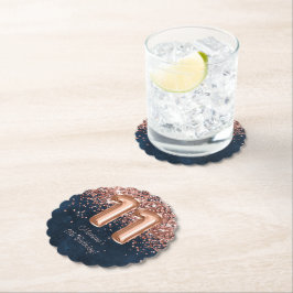 Rose Gold Navy Blue 11. Geburtstagsparty Untersetzer