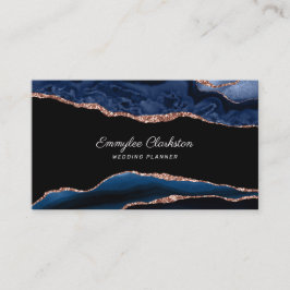 Rose Gold Navy Blue Agate Business Card Visitenkarte
