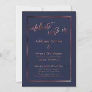 Rose Gold & Navy Blue Celebrate mit US Typografie Einladung