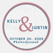 Rose Gold Navy Blue Custom Wedding Date Hashtag