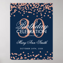 Rose Gold Navy Blue Glitzer Confetti 30. Geburtsta Poster