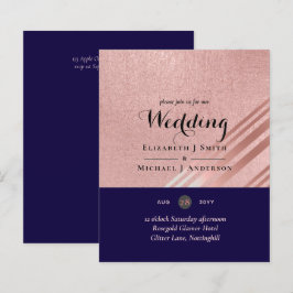 Rose Gold Navy Blue Glitzer Foil Look WEDING