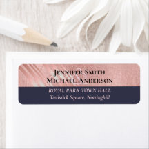 Rose Gold Navy Blue Glitzer Foil Look WEDING