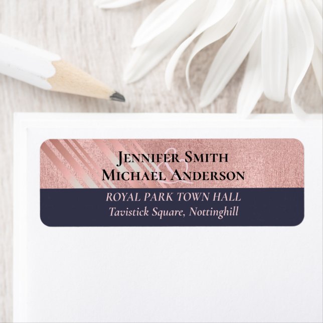 Rose Gold Navy Blue Glitzer Foil Look WEDING (Insitu)