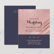 Rose Gold Navy Blue Glitzer Foil Look WEDING