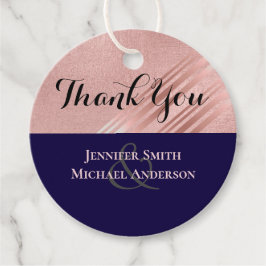 Rose Gold Navy Blue Glitzer Foil Look WEDING Geschenkanhänger