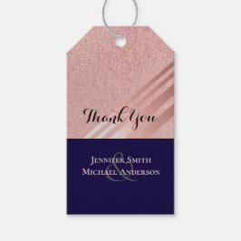 Rose Gold Navy Blue Glitzer Foil Look WEDING Geschenkanhänger