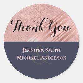 Rose Gold Navy Blue Glitzer Foil Look WEDING Runder Aufkleber