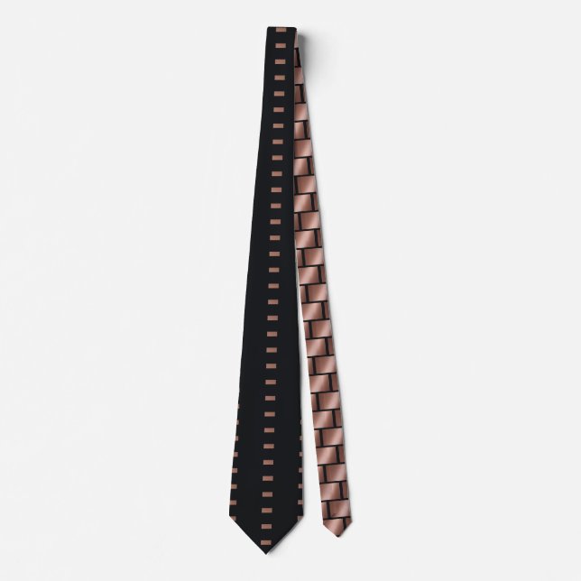 Rose Gold Navy Blue Krawatte Geometric Brick Muste (Vorderseite)