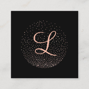 Rose Gold & Navy   Chic minimalistischer Kreis-Mon Quadratische Visitenkarte