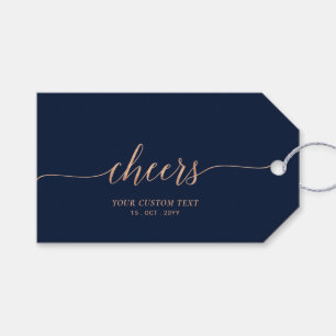 Rose Gold & Navy Elegante Cheers Event Party Gesch Geschenkanhänger