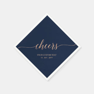 Rose Gold & Navy Elegante stilvolle Beschriftung P Serviette