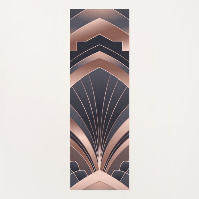 Rose Gold Navy Geometric Fan Neo Deco Art Yogamatte (Vorderseite)