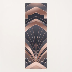 Rose Gold Navy Geometrischer Fächer Neo Deco Kunst Yogamatte