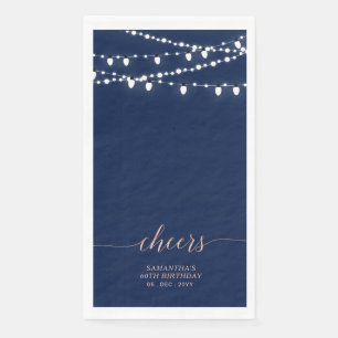 Rose Gold & Navy String Lights Elegante Cheers Serviette