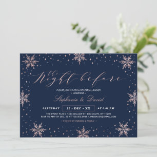 Rose Gold Navy Winterschnee Probe Abendessen Party Einladung