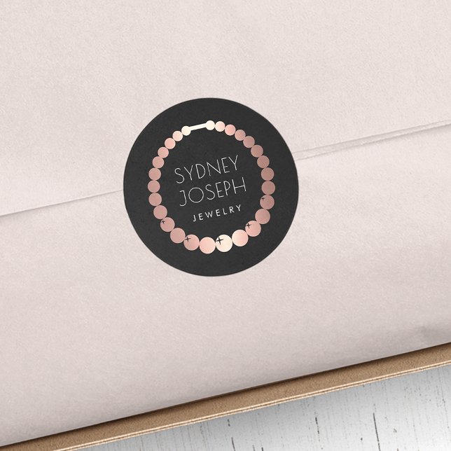 Rose Gold Necklace | Design-Logo für Schmuck Runder Aufkleber (Von Creator hochgeladen)