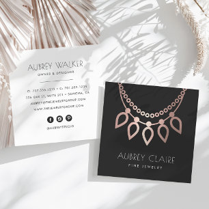 Rose Gold Necklace Jeweler Logo Quadratische Visitenkarte