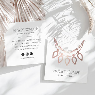 Rose Gold Necklace Jeweler Logo Quadratische Visitenkarte